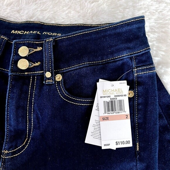 Michael‎ Kors High Waist Basics Straight Jeans Women's Size 2 Overdyed Indigo - Picture 1 of 15